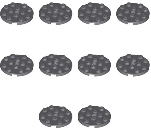 LEGO Plate, Round 4 x 4 with Hole, Part 60474 (Dark Bluish Gray, 2, Bricks)