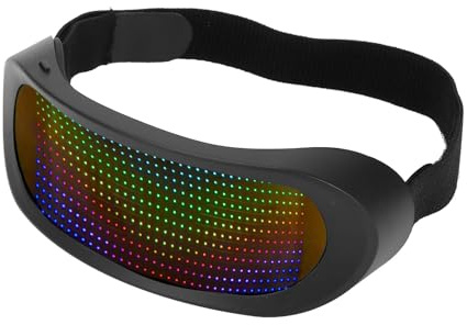 Aumotop Rahmenlose Vollfarbbrille mit LED-Beleuchtung für Party, 4 Modi, APP-Steuerung, BT-Leuchtbrille, Ideal für Partys, Cosplay, Musikfestivals – ABS-Kunststoff
