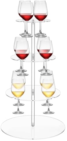 UNICRAFTALE Support en Acrylique pour Tour à Champagne Arbre à Cocktails Rond avec 12 Emplacements Présentoir à Verres 3 Niveaux Présentoir à Flûtes pour Mariages Fêtes Décorations de Noël