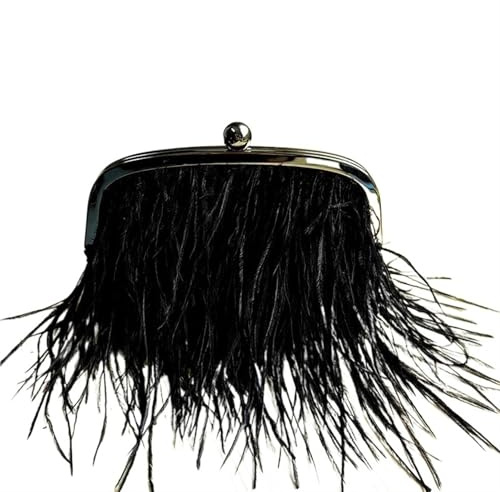 ITRHJTGP Straußenfederhandtasche Flauschige Abend Feder Taschen for Frauen Geldbörse Griff Handtasche Perle Kupplung
