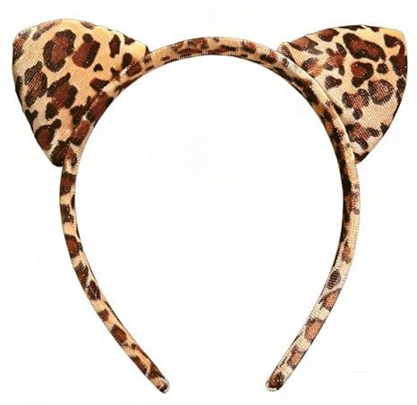 Bandeau Leopard Accessoire | Serre Tete Leopard de Chat 3D Souple | Oreilles de Léopard Femme pour Cosplay | Bandeau Confortable et Antidérapant pour se Maquiller au Quotidien ou pour les Fêtes
