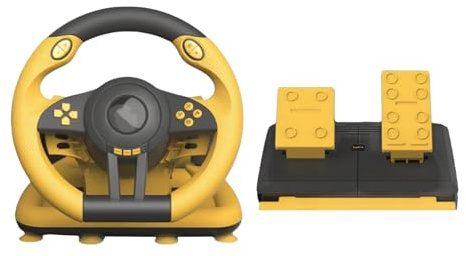 Multi-Platform USB Race with 180° Rotation & Double Motor Driving & Pedals Real Force Feedbacks Racing Wheel with Pedals