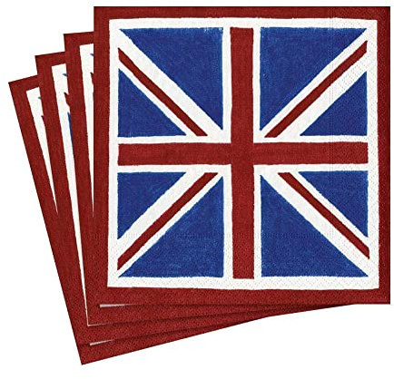 Caspari Union Jack Paper Luncheon Napkins, Pack of 20
