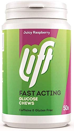 GlucoTabs Large Refill Bottles of 50 Chewable Glucose Energy Tablets - Multipack of 6 bottles (Raspberry)