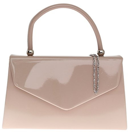 Girly Handbags Glänzende, schlichte Tasche mit Henkel Nude Beige