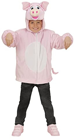 W WIDMANN MILANO Party Fashion - Kinderkostüm Schwein aus Plüsch, Jacke mit Kapuze, Tierkostüm