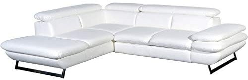 Mivano Ecksofa Prestige / Schlafsofa in L-Form mit Ottomane und Bettfunktion / Kopfstützen und Armlehne verstellbar / 265 x 74 x 223 / Kunstleder, weiß