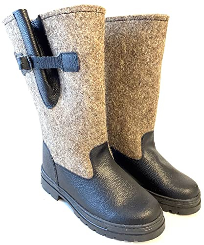 Original Russische Filzstiefel Walenki Valenki Oberteile aus Leder * Angler *