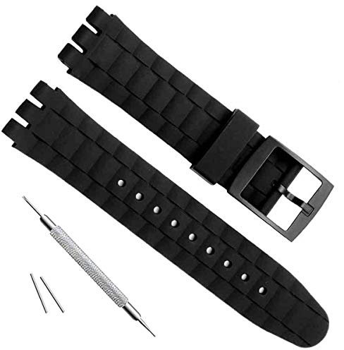 OliBoPo Bracelet de montre de rechange en caoutchouc de silicone étanche 21 mm (noir)
