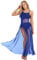 TiaoBug Damen Sommer Kleid langes Ballettkleid Ballettanzug Spaghetti-Träger Ballett Trikot Body Gymnastikanzug Turnanzug Leotard mit Asymmetrisch Rock Blau asymmetrisch 32(Brust 75cm)
