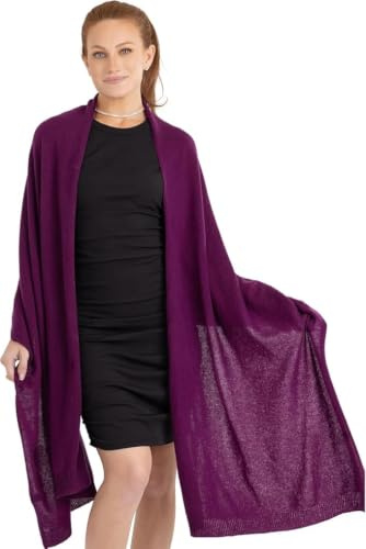 Velanio Cashmere Pashmina-Schal aus 100% Kaschmir, gestrickt, extra groß, für Damen, Reisen, Burgunder, Large