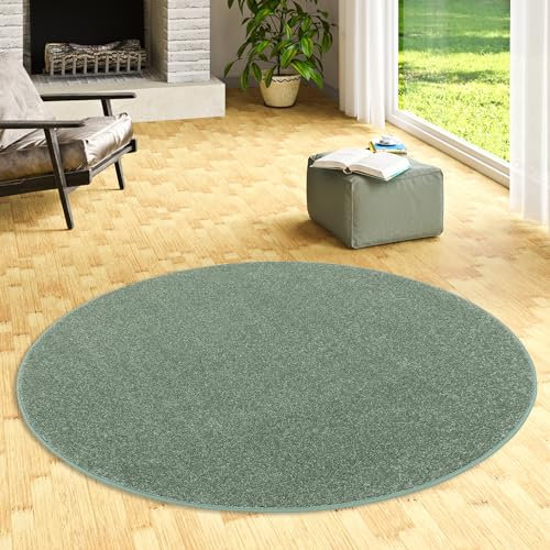 Teppich Hochflor Shaggy Cottage Mintgrün Rund in 7 Größen