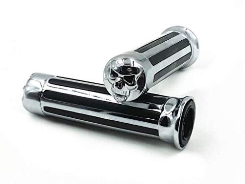 Universal 1 Zoll 25mm Schädel Lenker Handgriff Griff Für Motorrad, Chrom, Kunststoff, Gummi, 16,5 cm
