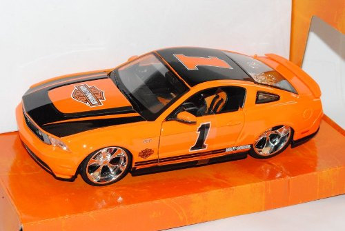 Ford Mustang GT 2011 Coupe Orange Schwarz Nr 1 HarIey Davdson 1/24 Maisto Modell Auto