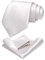 JEMYGINS Cravate Homme Blanc en Soie Brillant Tissu doux Mariage et Pinces à cravate et Carre de poche Ensemble Compris boîte(4)