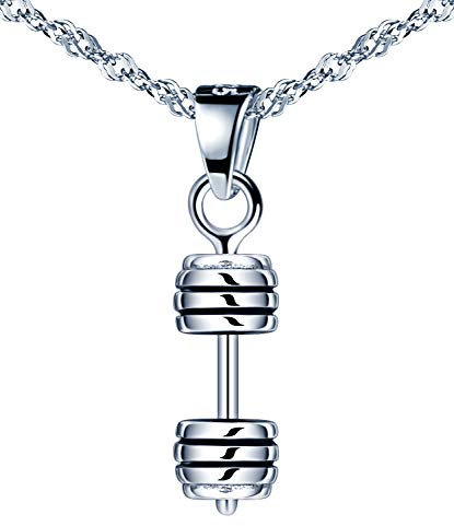 Unendlich U Damen Halskette 925 Sterling Silber Fashion Hantel Anhänger Kettenanhänger Kette mit Anhänger Schmuck Geschenk für Weihnachten,Silber