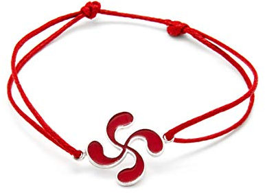 TALISMAN JEWELLERY Bracelet en Argent Sterling 925 et Émail Rouge avec Cordon réglable - Lauburu, Croix Basque