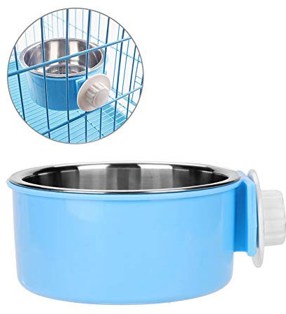 Pet Crate Hanging Bowl Dog Cage Water Bowl Removable Stainless Steel Food Bowl 2-in-1 Mounted Feeder Bowl with Bolt Holder for Kennel Cage for Small Medium Dogs Puppy Cats Birds