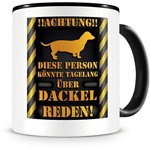 Samunshi® Taza de café con texto en alemán, regalo para fans de perro salchicha, hombres y mujeres, taza de café grande divertida para cumpleaños, color negro, 300 ml