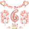 Luftballon 6, Geburtstagsdeko 6 Jahr Mädchen, 6 Geburtstag Mädchen Rosegold, Luftballons 6Geburtstag Deko, Happy Birthday Girlande Folienballon Zahl 6 Rose Gold, Zahlenballon 6 Ballon für Frauen