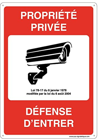 AUA SIGNALETIQUE - Panneau Prépercé (4 Trous) avec Angles arrondis - PVC Rigide 1.5 mm - (350x490 mm, Propriété Privée Défense d'entrer 2)