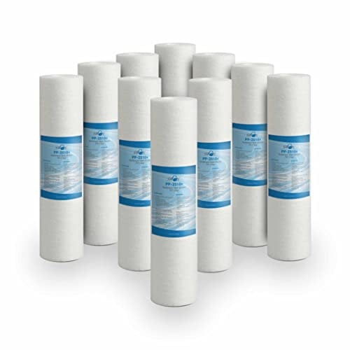 Bellerofonte Filtro Sedimenti 10 Pollici 25 Micron. Elimina Sabbia, Fango, Particelle di ruggine e impurità sospese fino a 25 Micron in Polipropilene 10 pezzi