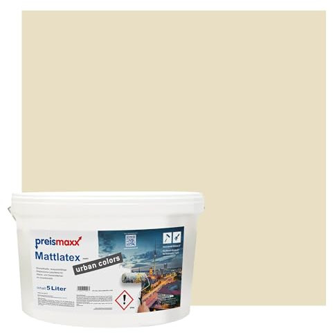 Preismaxx Mattlatex Farbe für Innen urban colors, bunte Wandfarbe Latexfarbe matt, beige, grünbeige, green-beige 5L
