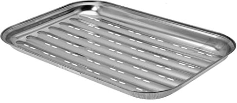 Dehner Grillschale, ca. 34.5 x 24.2 x 2.5 cm, Edelstahl, silber