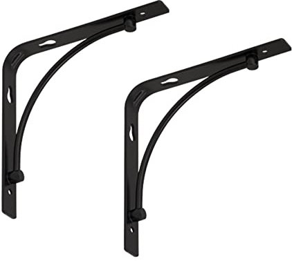 BRESKO Regalträger Regalwinkel Regalhalter Regalkonsole Konsole Winkelträger Wandregal Regalsystem Halterung 2 Stück (Schwarz, 150x150 mm)