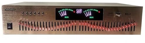 EQ-666BT Bluetooth Equalizer Stereo Lossless 40 Band Audio Digital Effects Controller, Home EQ Tuning Hi-Fi Equalizer, Home Equalizer High/Mid/Bass, Support Card/U Disc, Gold