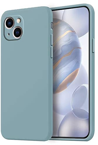 HONLEN Hülle für iPhone 13 Schutzhülle Case, (6.1 Inches) Liquid TPU Silicone Handyhülle mit Fallschutz Silikon Cover Rauchblau