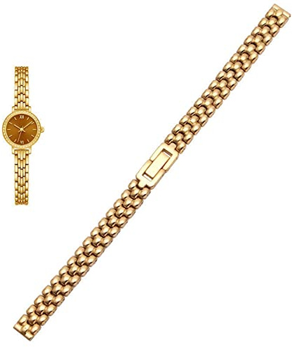 GANYUU Bracelet de montre en acier inoxydable 6 mm 8 mm 10 mm Bracelet argenté doré Bracelet de rechange pour la taille du cadran montre mode pour femme Bracelet (couleur : or, taille : 8 mm)