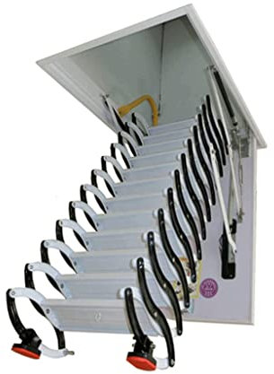VNABO Semi-automatic Folding Ladder Multipurpose Attic Telescopic Ladder With Ladder Hook Indoor And Outdoor Step Ladders 1102lb