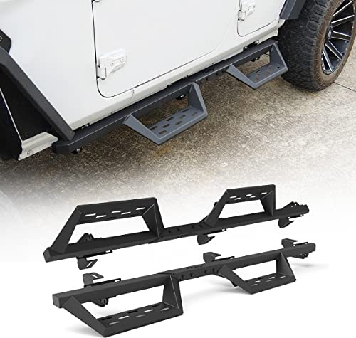 I1MOTOR Side Steps Running Board for 2018 2019 2020 2021 2022 2023 2023 Jeep Wrangler JL JLU Unlimited 4 Door 18-23 Nerf Bars, Heavy Duty Truck Matte Black Powder Coated Steel Rock Rails Plates