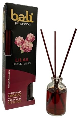 Bali Fragancias Ambientador Mikado Lilas Difusor con Varillas de Ratán para tu Salón, Comedor o Cualquier Estancia de tu Hogar, Fragancias Seleccionadas, Aromaterapia, Perfumado (30 ml)
