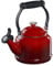 Le Creuset Enamel On Steel Demi Tea Kettle with Metal Finishes, 1.25 qt, Cerise