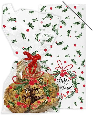 Anniversary House M582 Weihnachtskranz-Zellophanbeutel mit Bindebändern, Mehrfarbig