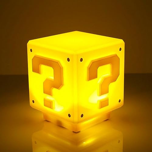 HIULLEN 3D Icon Light Night Lights von Mario, Quadratische Ziegel LED Nachtlicht Kinder, 2024 Upgrade Fragezeichen Soundtrack Lampe Würfel, Kinder Nachttischlampe für Schlafzimmer Deko Spielzeug