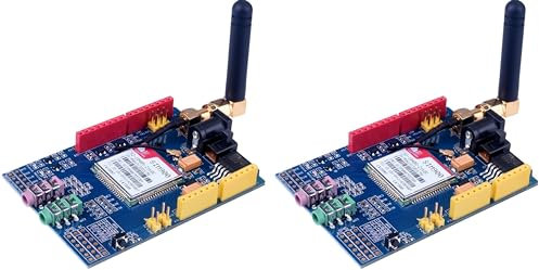 TECNOULAB 2 Stück SIM900 GPRS/GSM Shield Development Board Quad Band Module mit Antenne + Geschenk