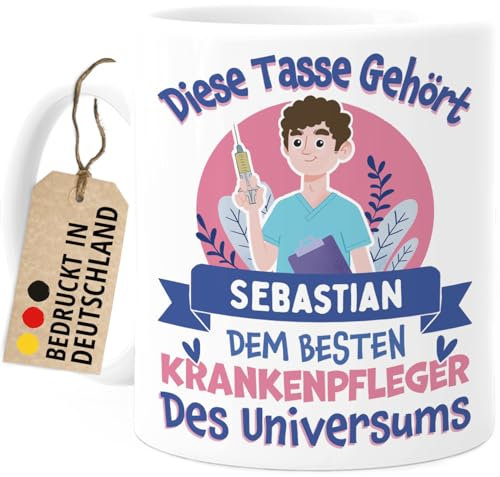 Tassenliebling® Krankenpfleger Tasse personalisiert - Bester Krankenpfleger des Universums - Beidseitiger Druck - Überraschung für Arzthelfer Medizinischer Fachangestellter MFA Nurse Tasse