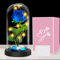 Regalo Mamma, Regalo di la Festa Della Mamma per Mamma Nonna, Fiore Rosa Regalo per Lei - 1 Rosa di Seta Blu con Luce a LED in una Cupola di Vetro per Compleanno, Anniversario, Fiore Rosa Regalo