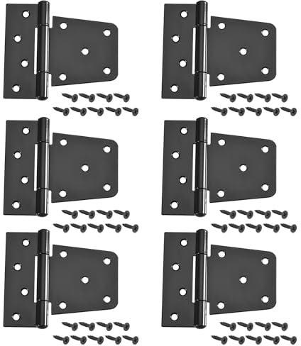 sourcing map Gate Hinges 3.5 Inch 6 Pack, Iron Door Hinges with Screws for Wood Sheds, Barns, Fences, and Swing Doors