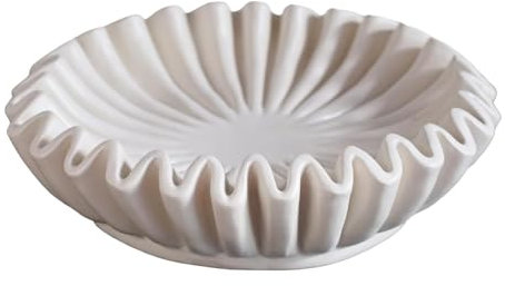 Bol décoratif noir/blanc avec volants cannelés exquis en résine festonnée bol à fleurs unique et accrocheur plateau à fruits élégant décoration d'intérieur cadeau