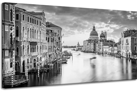 GP TONER Leinwandgemälde Venedig schwarz-weiß 120X60 cm