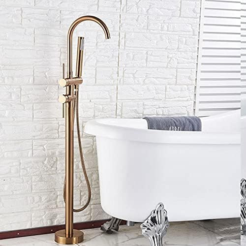 Brushed Gold Bathtub Floor Stand Faucet Mixer Single Handle Mixer Tap 360 Rotation Spout with ABS Handshower Bath Mixer Shower,Rose Gold,Rose Gold
