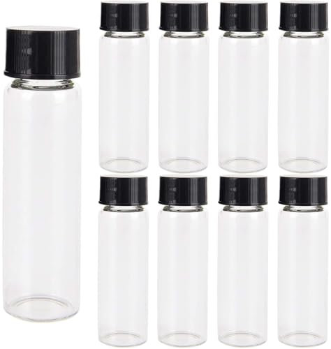 LCOUACEO Kleine Glasflaschen zum Befüllen, 30 Stück 40ml Transparente Auslaufsicher Probenfläschchen Glasflaschen, Glasflasche mit Deckel Zum Lagerung Von Proben, Flüssigkeiten und Pulver