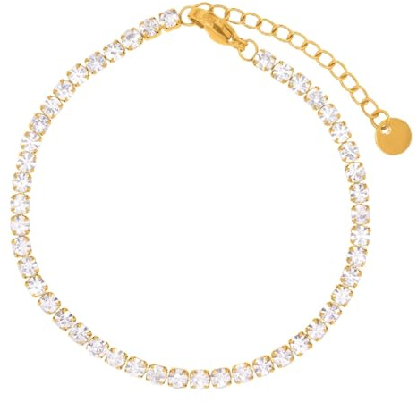 Heideman Armband Damen aus Edelstahl gold farbend poliert Armkette für Frauen mit Stein Zirkonia weiß