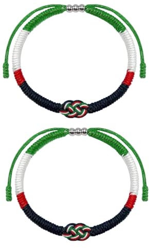 Palestine Flag Braided Bracelet, Red Green Black White Rope Hand Woven Wristband Color Country Wrist Br Bracelets, Flag