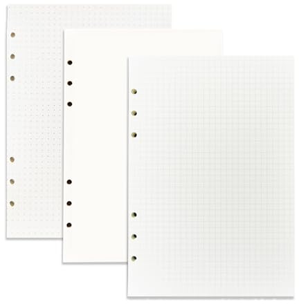 Gepunktet, Nachfüllbare Refill A5 Refill Papier, A5 Refillable Lined Paper 6 Hole Loose Leaf Paper 180 Blätter für 6 Ring Binder Journal Notebook Diary DIY Projekte