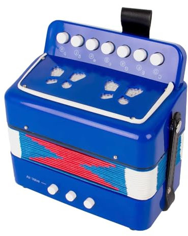 POFET Akkordeon mit 10 Tasten, Akkordeonknopf mit Riemen, Musikinstrument, Geschenk für Bühnenauftritte, Studenten, Anfänger, Üben von Musikinstrumenten